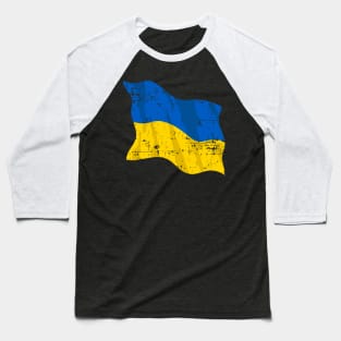 Waving Ukraine Flag Beautiful Distressed Blue and Yellow Baseball T-Shirt